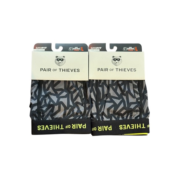 Pair of Thieves Lot of 2 Superfit Long Boxer Briefs Black Lime Geometric Mens L - Picture 1 of 6